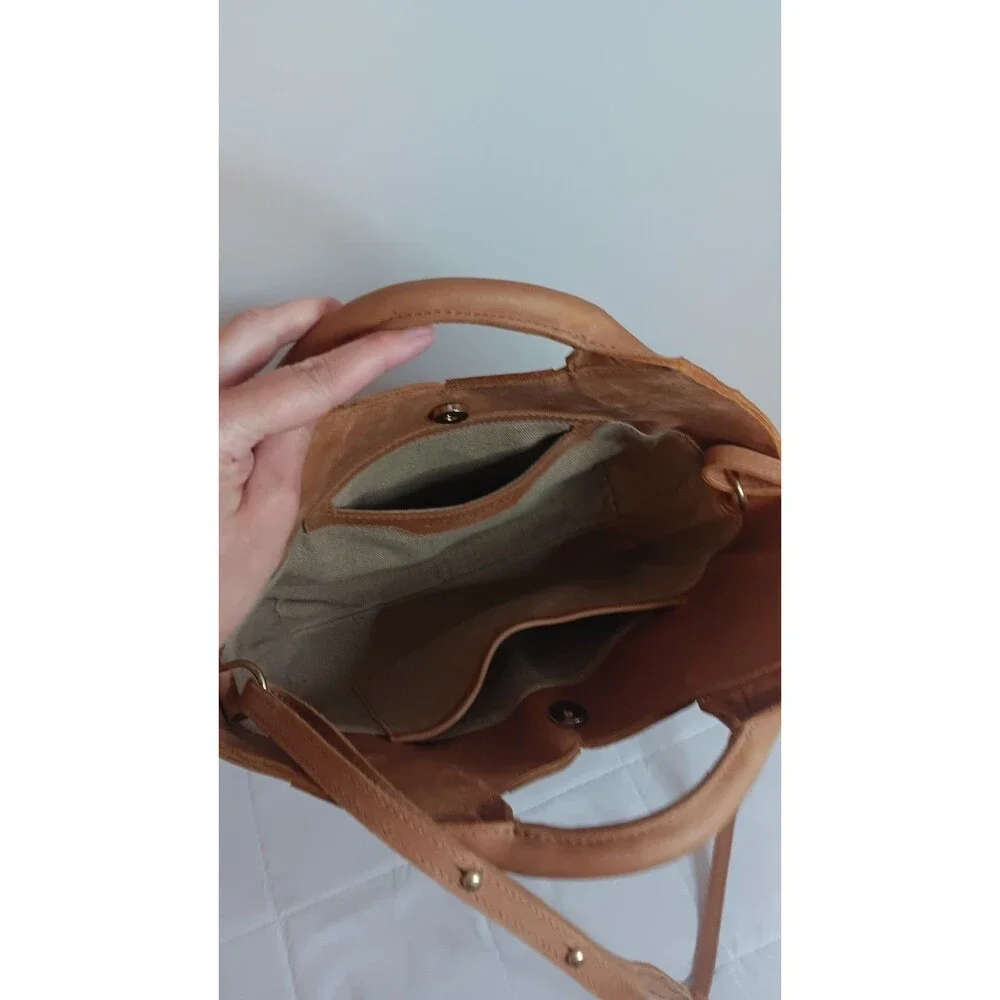 Parker Clay Acacia Woven Ethiopian Leather Hand Bag Brown With Strap